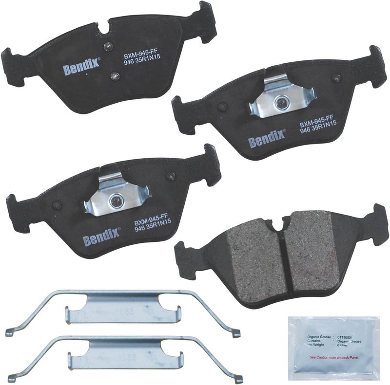 Bendix بطانات الفرامل الأمامية شبه المعدنية Priority1 CFM946 لسيارات BMW 330Ci 2006-2001، 330i 2005-2001، 330xi 2005-2001، X3 2010-2004، Z4 2008-2006، MG ZT 2005-2003 - Image 1